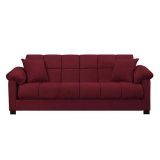 Handy Living Convert A Couch Microfiber Sleeper Sofa in Crimson Red