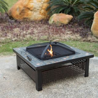 Corvus Belmont 30 inch Fire Pit with Slate Top and Hand painted