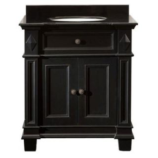 OVE Decors Essex 31 in. Vanity in Black Antique with Granite Vanity Top in Black Essex 31