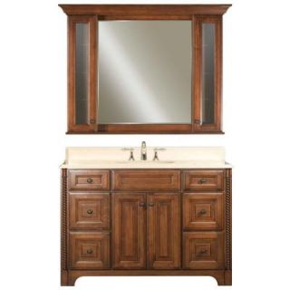 Water Creation 48 in. W x 21 in. D x 33.5 in. H Vanity in Golden Straw with Marble Vanity Top in Sahara Beige and Mirror SPAIN 48B