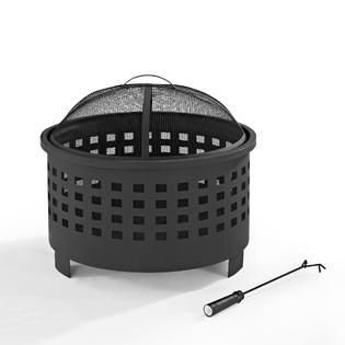 Crosley Outdoor Hudson Basket Weave Firepit in Black   Outdoor Living