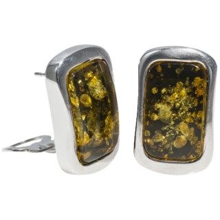 Vessel Rectangular Honey Earrings   Convertible Post/Clip On Backs 6029X 84