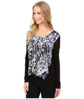 Calvin Klein Jeans Printed Long Sleeve Woven Knit Mix Top