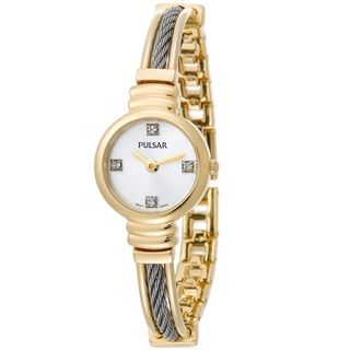 Pulsar Crystal PTA370 Womens Yellow Goldtone Stainless Steel Watch