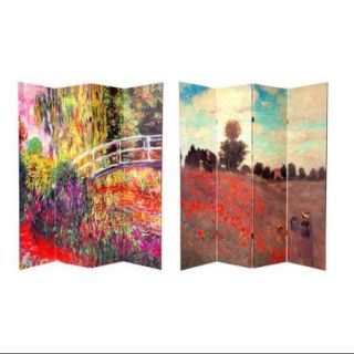 Reversible 70.88 in. Tall Monet Canvas Folding Screen   4 Panels