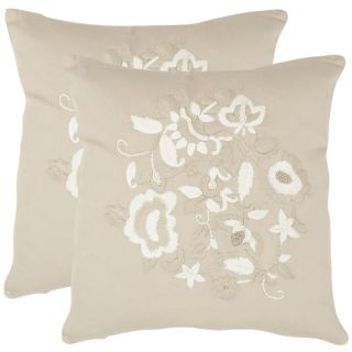 Safavieh April Beige 20 inch Square Throw Pillows (Set of 2)