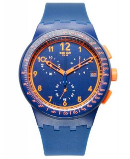Swatch Watch, Unisex Swiss Chronograph Rebirth Blue Silicone Strap