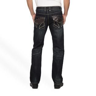 Route 66   Mens Distressed Straight Leg Jeans   Embellished Pockets