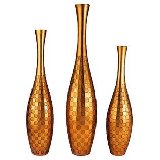 Ore International 22.5/25/30H Gold Polkadot Vase Set   Home   Home