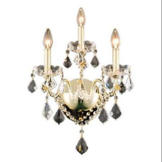 3 Light Wall Sconce in Gold Finish (Swarovski Elements Crystals)