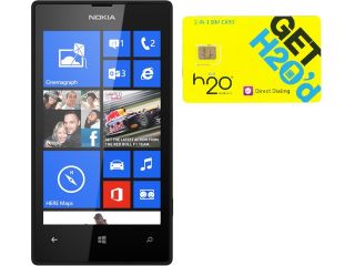 Nokia Lumia 520 RM 915 Black 8GB Windows 8 OS Phone + H2O $30 SIM Card