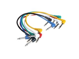 Set of 6pcs Colorful Guitar Patch Cables Angled for Guitar Effect Pedals
