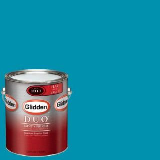 Glidden DUO 1 gal. #GLB02 01F Caribbean Sea Flat Interior Paint with Primer GLB02 01F