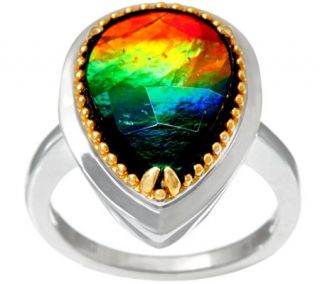 Ammolite Triplet Pear Shaped Sterling/14K Ring —