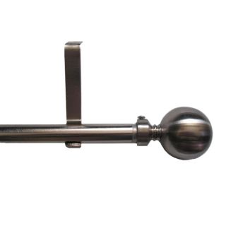 Modern Brushed Nickel Adjustable Curtain Rod Set with Round Finial