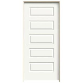 JELD WEN 36 in. x 80 in. Molded Smooth 5 Panel Brilliant White Hollow Core Composite Single Prehung Interior Door THDJW137400068