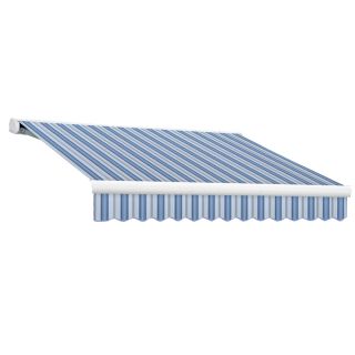Awntech 168 in Wide x 120 in Projection Blue Multi Stripe Slope Patio Retractable Remote Control Awning