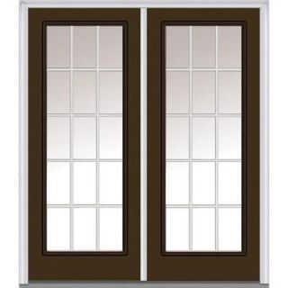 Milliken Millwork 64 in. x 80 in. Classic Clear Glass GBG Full Lite Painted Builder's Choice Steel Double Prehung Front Door Z004962R