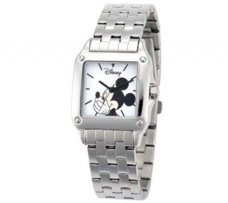 Disney Womens Square Stainless Steel Mickey Watch —