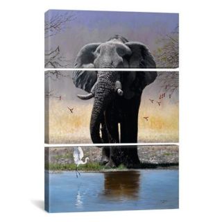 iCanvas Decorative Art Elephant Egret and Carmines Pip McGarry 3 Piece on Wrapped Canvas Set