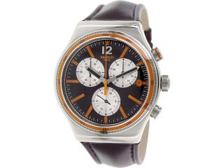 Swatch YVS413 Men's Irony Purple Leather Swiss Quartz Watch