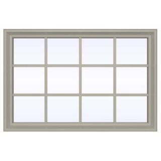 JELD WEN 35.5 in. x 23.5 in. V 2500 Series Fixed Picture Vinyl Window with Grids   Tan THDJW141600026