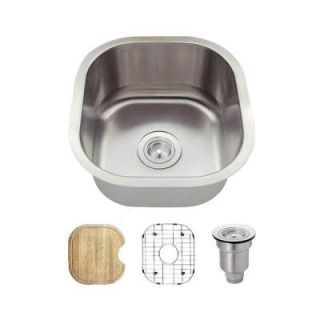 MR Direct All in One Undermount Stainless Steel 16 in. Single Bowl Bar Sink 1716 18 ENS