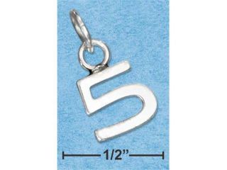 Sterling Silver Fine Lined 5 Number Charm