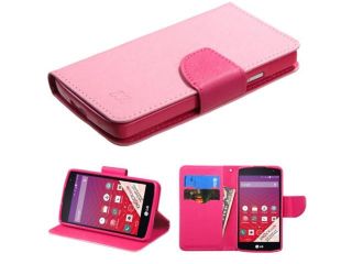 eForCity Black Pattern/Pink Liner Leather Wallet (with card slot) (849)  WP for LG Optimus F60/Tribute LS660/Transpyre VS810PP