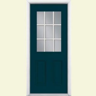 Masonite 36 in. x 80 in. 9 Lite Painted Steel Prehung Front Door with Brickmold 29531