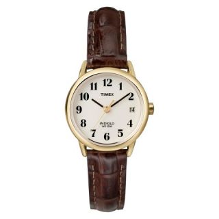 Womens Timex Easy Reader® Watch with Leather Strap   Gold/Brown