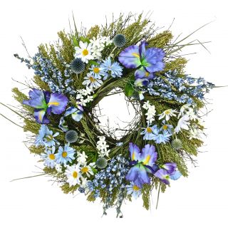 22 Blue Garden Wreath by Dried Flowers and Wreaths LLC