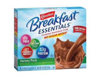 Carnation Breakfast Essentials Complete Nutritional Drink, No Sugar Added, Packets, Variety Pack