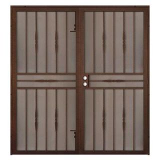 Unique Home Designs 60 in. x 80 in. Cottage Rose Copper Surface Mount Outswing Steel Security Double Door with Expanded Metal Screen SDR06000601022