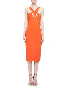 Cushnie et Ochs Cutout Crepe Halter Dress, Tangerine