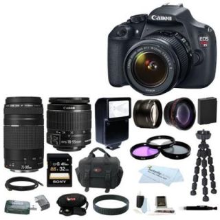 Canon EOS Rebel T5 DSLR Camera with EF S 18 55mm IS II & 75 300mm Zoom Lens 32GB Bundle