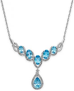 Blue Topaz (3 ct. t.w.) and Diamond (1/4 ct. t.w.) Fancy Necklace in