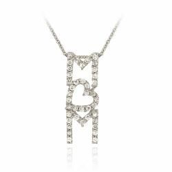 Icz Stonez Sterling Silver Cubic Zirconia Mom Necklace  