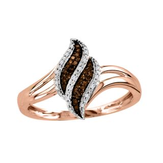De Couer 10k Gold 1/8ct TDW Cognac and White Diamond Promise Ring (H I