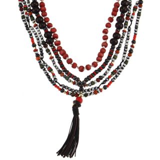 Glass Bead Xochitl Multi strand Tassel Necklace