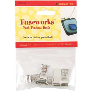 Fuseworks Posh Pendants Bails 5pc   Silver