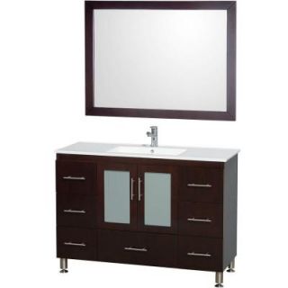 Wyndham Collection Katy 48 in. Vanity in Espresso with Man Made Stone Vanity Top in White and Integrated Porcelain Sink WCS100248ESWH