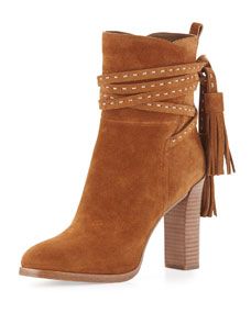 Michael Kors Collection Palmer Suede Tassel Bootie, Saddle