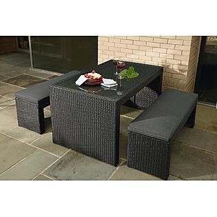 La Z Boy Derik 3pc Bench Dining Set   Outdoor Living   Patio Furniture