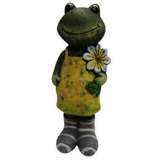 Ceramic Frog with Flower Statue by Woodland Imports