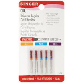 Singer  Regular Point Machine Needles Size 11, 14, 16 10/Pkg