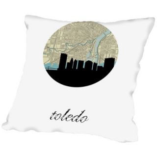 Skyline Toledo Map Throw Pillow by Americanflat