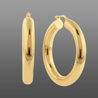 Romanza Gold Over Bronze Large Puffed High Polished Hoops   Jewelry