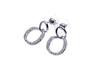 Sterling Silver .925 Cubic Zirconia CZ Dangle Earrings Ladies Jewelry 567 bge00084