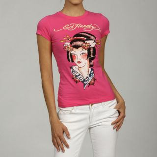 Ed Hardy Womens Basic Geisha Graphic T shirt   Shopping